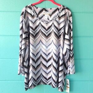 NWT "Alfred Dunner" Zig Zag Printed Top Woman's Size 3X